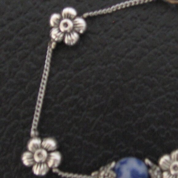 Silver Colored Bracelet with Blue Beads - Picture 3 of 4